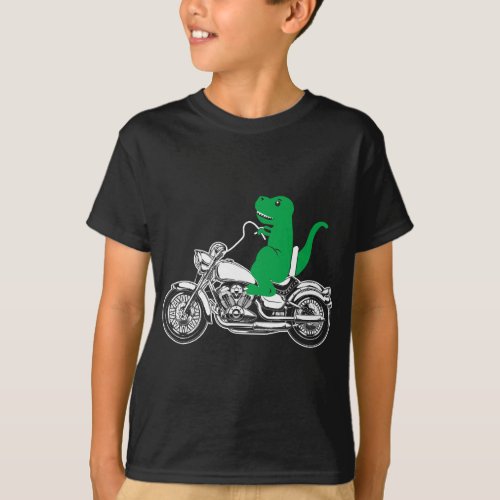 Funny T_Rex Dinosaur On Vintage Motorcycle Dino Bi T_Shirt