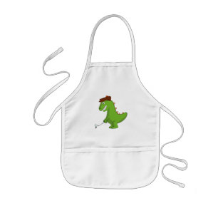 Funny T-Rex Dinosaur Playing Golf Kids' Apron