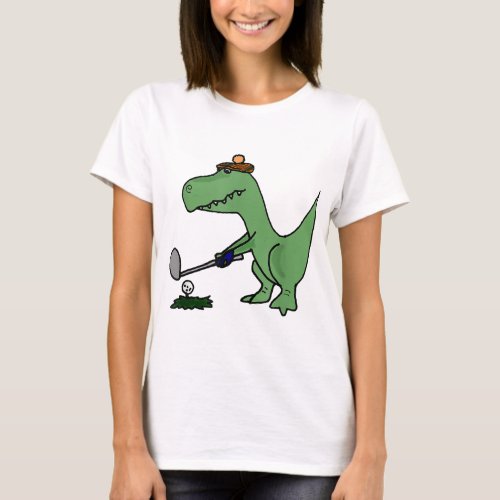 Funny T Rex Dinosaur Playing Golf T_Shirt