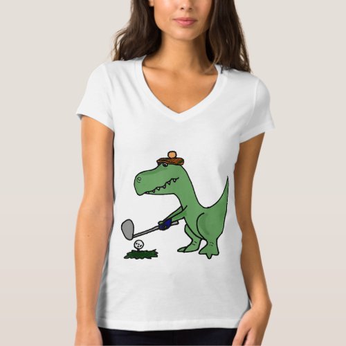 Funny T Rex Dinosaur Playing Golf T_Shirt