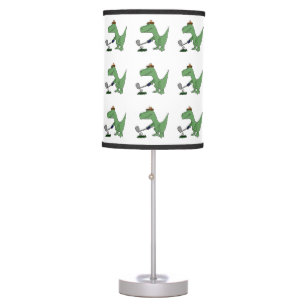 Funny T-Rex Dinosaur Playing Golf Table Lamp