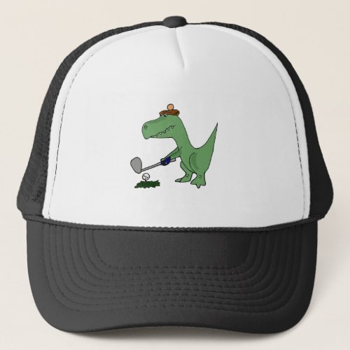 Funny T_Rex Dinosaur Playing Golf Trucker Hat