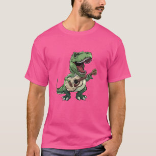 Funny T-Rex Dinosaur Playing Guitar Rocking T-Rex T-Shirt