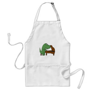 Funny T-Rex Dinosaur Playing Piano Adult Apron