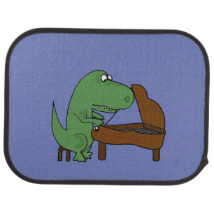 Funny T-Rex Dinosaur Playing Piano Car Floor Mat