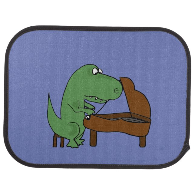 Funny T-Rex Dinosaur Playing Piano Car Floor Mat (Rear)