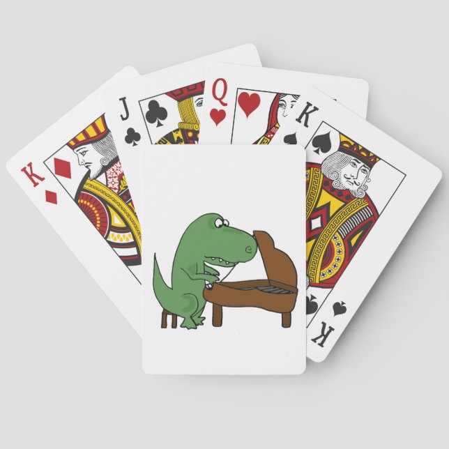 Funny T-Rex Dinosaur Playing Piano Poker Cards (Back)