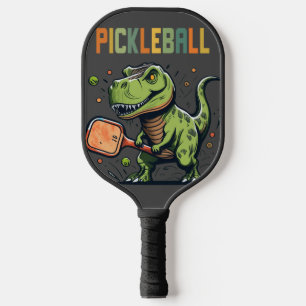 Funny T-rex Dinosaur Playing Pickleball Art Paddle