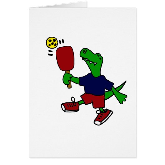 Funny T-Rex Dinosaur Playing Pickleball Cards (Front)