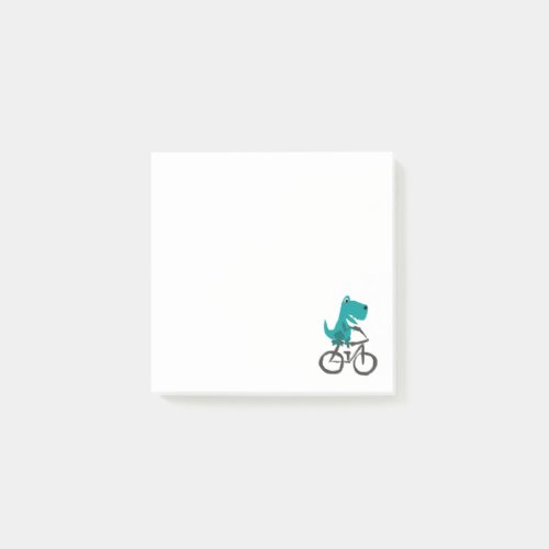 Funny T_rex Dinosaur Riding Bicycle Cartoon Post_it Notes