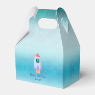 Funny T-rex dinosaur rocket School kid Birthday Favor Boxes