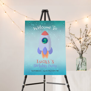 Funny T-rex dinosaur rocket School kid Birthday  Foam Board