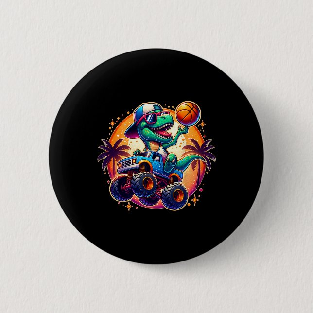 Funny T-rex Dinosaur Sketll Player Kids Toddlers Y Button (Front)