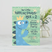 Funny T-Rex Dinosaur Theme Toddler Boy's Birthday Invitation (Standing Front)