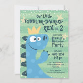 Funny T-Rex Dinosaur Theme Toddler Boy's Birthday Invitation (Front)