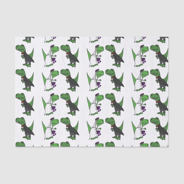 Funny T-rex Dinosaur Wedding Tissue Paper (Front)