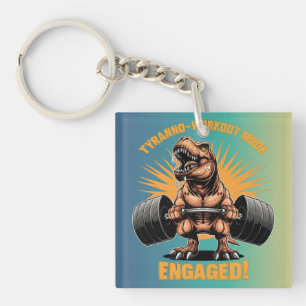 Funny T Rex Dinosaur Workout Fitness Gym Exercises Keychain