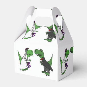 Funny T-rex Dinosaurs Bride and Groom Wedding Art Favor Boxes