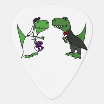 Funny T-rex Dinosaurs Bride And Groom Wedding Art Guitar Pick by inspirationrocks at Zazzle