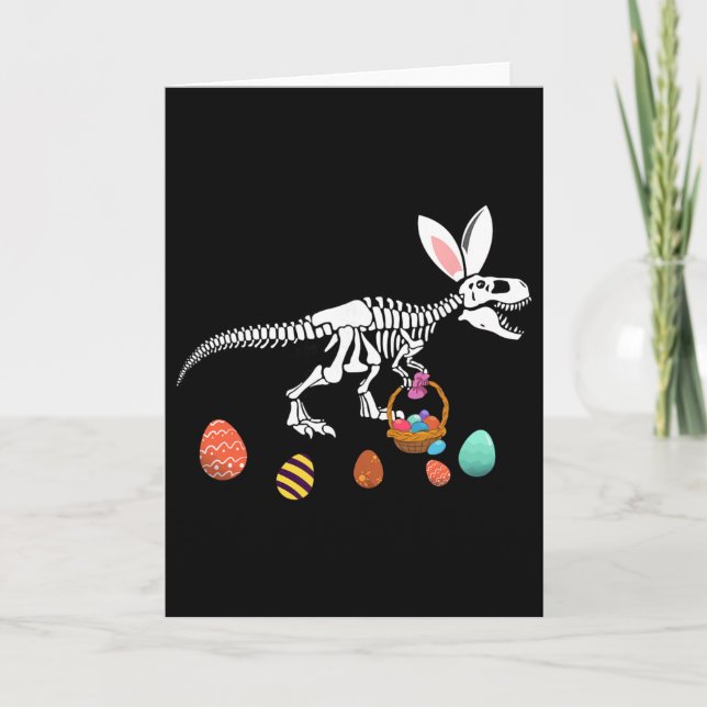 Funny T Rex Easter Skeleton Bunny Sket Egg Hunt Ea Card (Front)