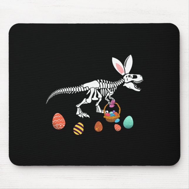 Funny T Rex Easter Skeleton Bunny Sket Egg Hunt Ea Mouse Pad (Front)