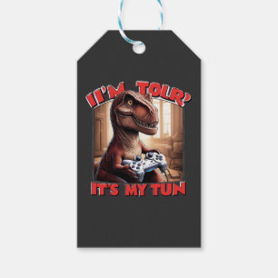 Funny T-Rex Gamer Quote Design Gift Tags