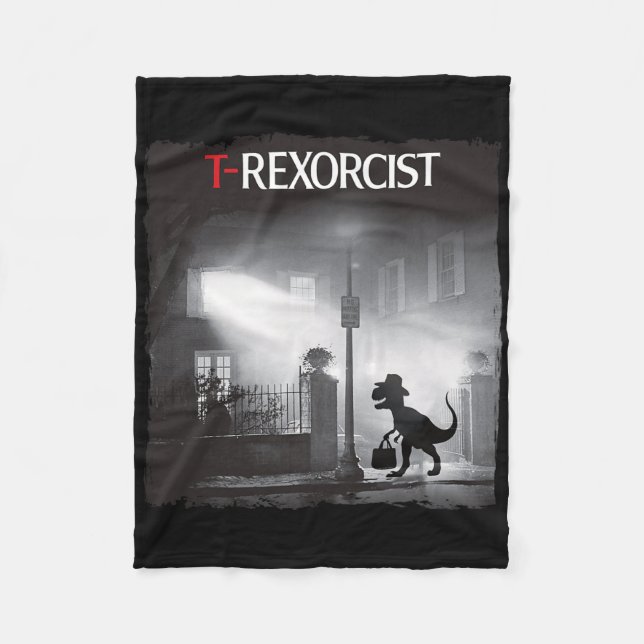 Funny T-rex Horror Parody Dinosaur Halloween Retro Fleece Blanket (Front)