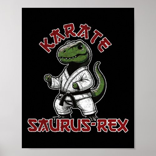 Funny T-rex Karate Dino Martial Arts Children  Poster
