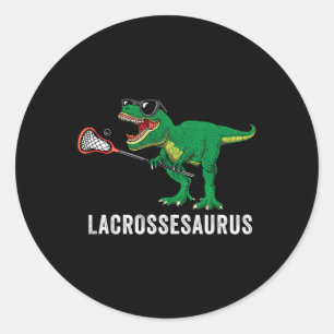 Funny T Rex Lacrosse Dinosaur Lax Boys Lacrosse Te Classic Round Sticker