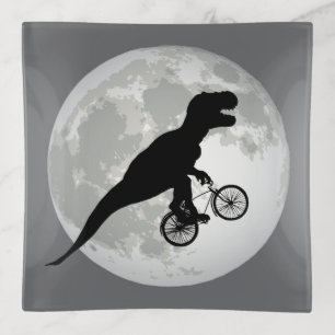 Funny T-Rex Riding Bicycle Trinket Tray