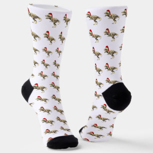 Funny T-Rex Santa Dinosaur Christmas Socks