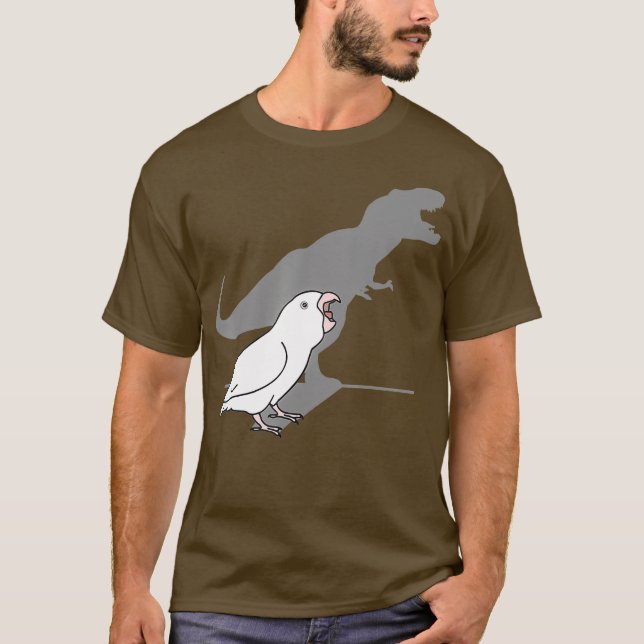 Funny T-rex white parrotlet Birb Memes Dinosaur T-Shirt (Front)