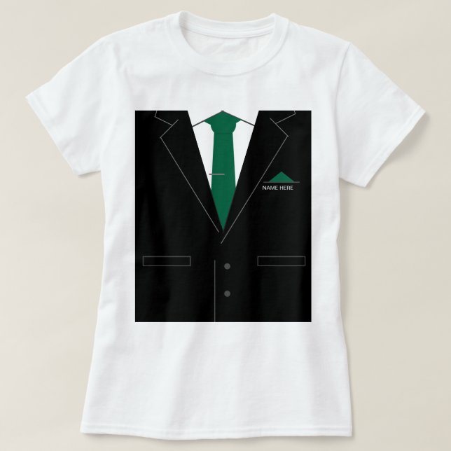 Funny T-Shirt Black Suit and Tie Custom Text Name (Design Front)