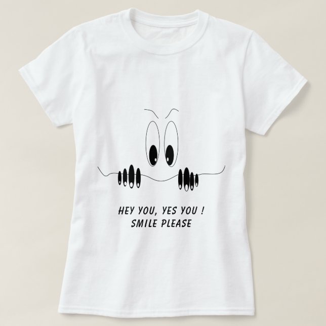 Funny T-Shirt Curiosity Eyes Smile - Custom Text (Design Front)
