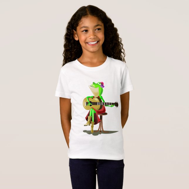 Funny T-Shirt Gift with Frog Playing Guitar (Front Full)
