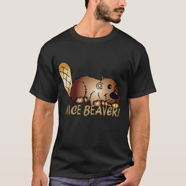 Funny T Shirt Nice Beaver - Cute Cartoon Beaver T (Front)