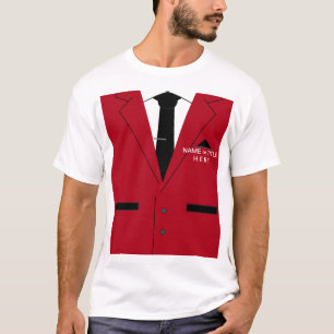 Funny T-Shirt Red Suit Tie Your Name Custom Text