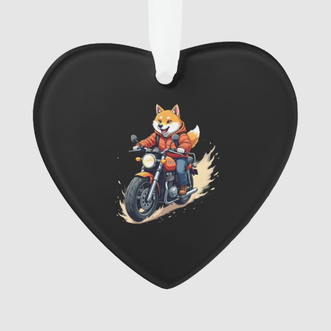 Funny T-Shirt, Shiba Inu, Motorcycle, Dog, Puppet, Ornament (Front)