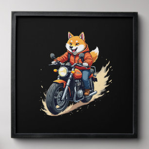 Funny T-Shirt, Shiba Inu, Motorcycle, Dog, Puppet, Peel And Stick Photo Tile