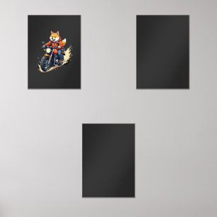 Funny T-Shirt, Shiba Inu, Motorcycle, Dog, Puppet, Wall Art Sets