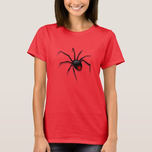 Funny T_Shirt with Black Widow Spider