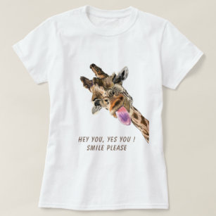 Funny T-Shirt with Giraffe Tongue Out - Smile