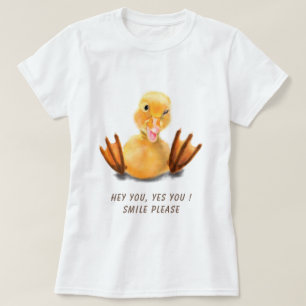 Funny T-Shirt with Happy Duck - Custom Text