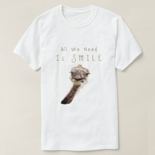 Funny T-Shirt with Happy Ostrich - Custom Text