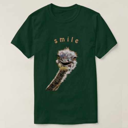 Funny T_Shirt with Happy Ostrich _ Custom Text