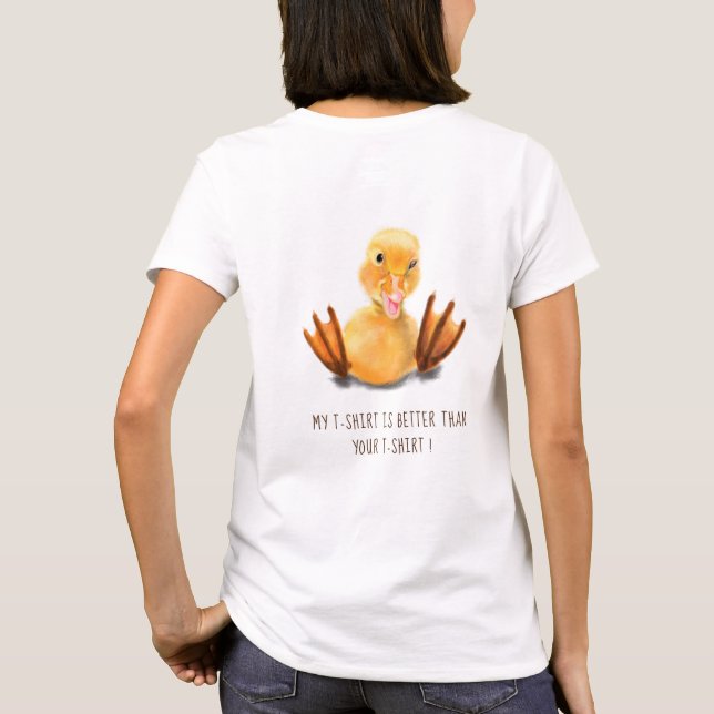 Funny T-Shirt with Playful Duck - Custom Text (Back)