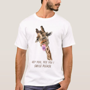 Funny T-Shirt with Playful Giraffe - Custom Text 