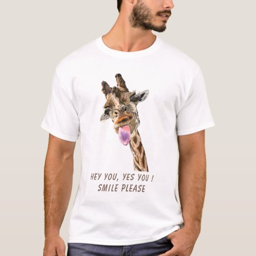 Funny T_Shirt with Playful Giraffe _ Custom Text 