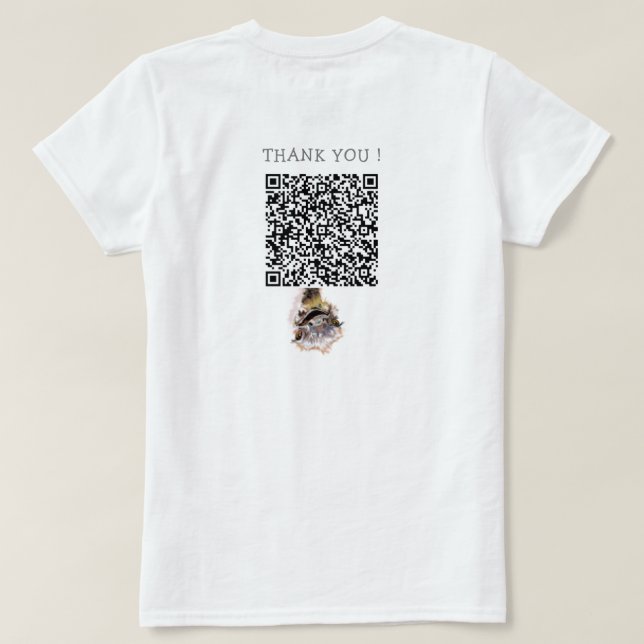 Funny T-Shirt with Playful Ostrich and QR Code (Design Back)