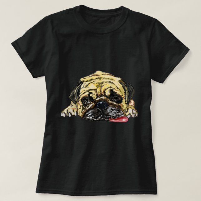 Funny T-Shirt with Pug Dog - Tired (Design Front)